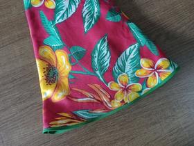 Toalha de mesa redonda em tecido Chita Floral com viés - Fafaty