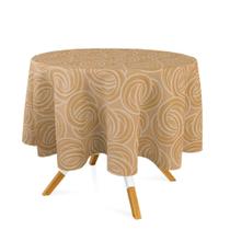 Toalha de Mesa Redonda em Tecido Jacquard Dourado Argolas Tradicional