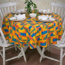 Toalha de Mesa Redonda em Tecido Jacquard Estampado Lego Toalha de Mesa Redonda em Tecido Jacquard Estampado Lego