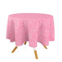 Toalha de Mesa Redonda em Tecido Jacquard Rosa Bebê Argolas Tradicional