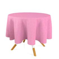 Toalha de Mesa Redonda em Tecido Jacquard Rosa Bebê Geométrico Tradicional