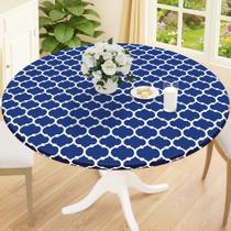 Toalha de mesa redonda impermeável Smiry, elástica, ajustada em azul marinho, 42-50 polegadas