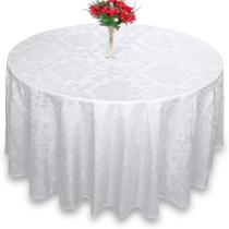 Toalha De Mesa Redonda Jacquard Branco 2,20m Festa Buffet