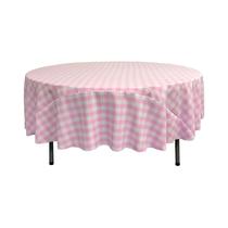 Toalha de Mesa Redonda LA Linen 229 cm Poliéster Xadrez Rosa Toalha de Mesa Redonda LA Linen 229 cm Poliéster Xadrez Rosa