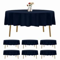 Toalha de Mesa Redonda Luccido Azul-Marinho 274 cm, 6 Unidades, Poliéster Toalha de Mesa Redonda Luccido Azul-Marinho 274 cm, 6 Unidades, Poliéster