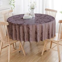 Toalha De Mesa Redonda Marrom Medalhão 4 Lugares Toalha De Mesa Redonda Marrom Medalhão 4 Lugares