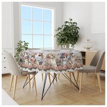 Toalha de Mesa Redonda Oxford Coelho Feliz Páscoa Coelho 140x140cm