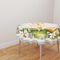 Toalha De Mesa Redonda Oxford Decoração de Páscoa Vários Modelos 140x140cm