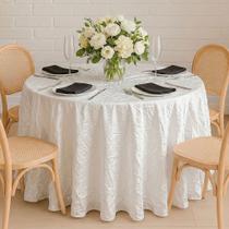 Toalha de Mesa Redonda para Buffet em Cetim Amassado Branco