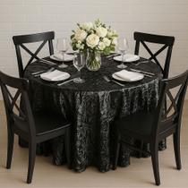 Toalha de Mesa Redonda para Buffet em Cetim Amassado Preto
