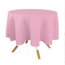 Toalha de Mesa Redonda para Buffet em Oxford Rosa Bebê