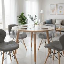 Toalha De Mesa Redonda Plástico Transparente 1,60m Diâmetro Sala Jantar Protege Impermeável Cristal