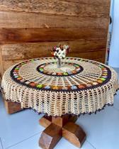 Toalha De Mesa Redonda Primavera Tons De Inverno 1,40m Artesanal Toalha De Mesa Redonda Primavera Tons De Inverno 1,40m Artesanal