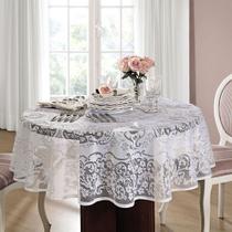 Toalha De Mesa Redonda Rendada 4 Lugares Rosas Lepper