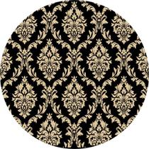 Toalha De Mesa Redonda Tecido Oxford Arabesco Preta -140x140cm