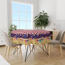Toalha De Mesa Redonda Tecido Oxford Festa Junina Arraiá Xadrez Chita e Palha TL214 140x140cm Toalha De Mesa Redonda Tecido Oxford Festa Junina Arraiá Xadrez Chita e Palha TL214 140x140cm