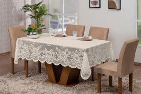 toalha de mesa renda 6 cadeiras 2,30x1,50 sala de jantar decoração - Iv Enxovais