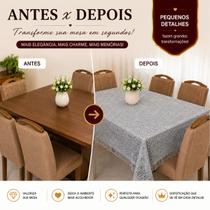 Toalha de Mesa Renda Estampada 4 a 6 Lugares Retangular 1,50x2,00m Mesa Posta de Luxo Cor:Cinza Claro