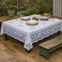 Toalha de Mesa Rendada Branca Quadrada 4 Lugares Tulipas Toalha de Mesa Rendada Branca Quadrada 4 Lugares Tulipas