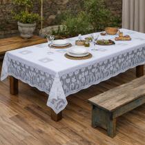 Toalha de Mesa Rendada Branca Retangular 6 Lugares Tulipas Toalha de Mesa Rendada Branca Retangular 6 Lugares Tulipas