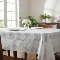 Toalha de Mesa Rendada Impermeável 6 lugares Plástico PVC
