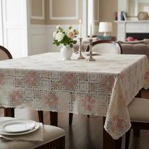 Toalha de Mesa Rendada Impermeável 6 lugares Plástico PVC Toalha de Mesa Rendada Impermeável 6 lugares Plástico PVC