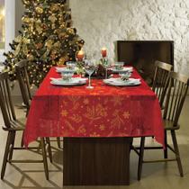 Toalha de Mesa Rendada Natal 8 Lugares Com Glitter Vermelha 1,50x2,50m Lepper