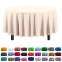 Toalha de mesa requintada de plástico premium de 213 cm, redonda, marfim, pacote com 6