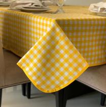 Toalha De Mesa Retangular 10 Lugare Xadrez Amarelo E Branco
