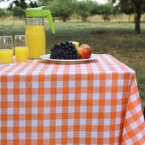 Toalha de Mesa Retangular 12 Lugares Em Oxford Xadrez 3,50m X 1,45m Picnic Piquenique Laranja