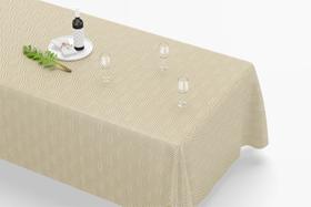 Toalha De Mesa Retangular 12 Lugares Tecido Oxford Geométrico Listras Neutro TLZ10 - 300x110cm Toalha De Mesa Retangular 12 Lugares Tecido Oxford Geométrico Listras Neutro TLZ10 - 300x110cm