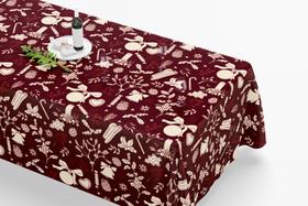 Toalha De Mesa Retangular 12 Lugares Tecido Oxford TLZ24 - Ornamentos de Natal Marsala - 300x110cm