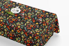 Toalha De Mesa Retangular 12 Lugares Tecido Oxford TLZ25 - Elementos Diversos Natal Coloridos - 300x110cm