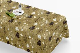 Toalha De Mesa Retangular 12 Lugares Tecido Oxford TLZ28 - Árvores de Natal Diversas - 300x110cm