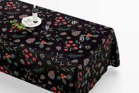 Toalha De Mesa Retangular 12 Lugares Tecido Oxford TLZ29 - Pinhas e Ramos Natal - 300x110cm Toalha De Mesa Retangular 12 Lugares Tecido Oxford TLZ29 - Pinhas e Ramos Natal - 300x110cm