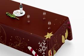 Toalha De Mesa Retangular 12 Lugares Tecido Oxford TLZ31 - Natal Marsala Ramos - 300x110cm Toalha De Mesa Retangular 12 Lugares Tecido Oxford TLZ31 - Natal Marsala Ramos - 300x110cm