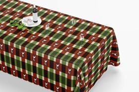 Toalha De Mesa Retangular 12 Lugares Tecido Oxford Xadrez Poá Natal Rena TLZ12 - 300x110cm Toalha De Mesa Retangular 12 Lugares Tecido Oxford Xadrez Poá Natal Rena TLZ12 - 300x110cm
