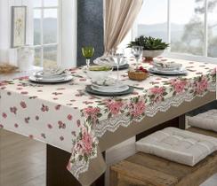 Toalha De Mesa Retangular 2,20M X 1,40M Estampada Renda Toalha De Mesa Retangular 2,20M X 1,40M Estampada Renda