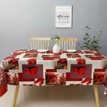Toalha de mesa retangular 4 6 8 10 lugares plástica térmica estampada