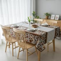 Toalha de mesa retangular 4 6 8 10 lugares plástica térmica estampada
