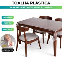 Toalha de Mesa Retangular 4 Lugares Transparente e Impermeável Forro de Plástico PVC Toalha de Mesa Retangular 4 Lugares Transparente e Impermeável Forro de Plástico PVC