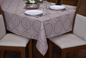 Toalha de Mesa Retangular 6 Cadeiras 2.10 x 1.45M Tecido Linhão Estampado Grosso