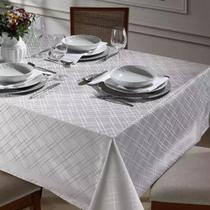 Toalha de Mesa Retangular 6 Lugares 1,40 x 2,10m Jacquard Requinte Prata Tj5795 Dohler