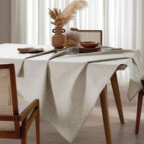 Toalha de Mesa Retangular 6 Lugares Proteção Contra Manchas com Linho Natural -