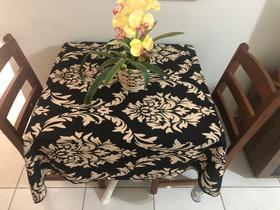 Toalha De Mesa Retangular 6 lugares Tecido Oxford Arabesco Preta TL02-220x140cm