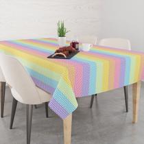 Toalha De Mesa Retangular 6 Lugares Tecido Oxford Listras Coloridas Candy TLS15- 220x140cm Toalha De Mesa Retangular 6 Lugares Tecido Oxford Listras Coloridas Candy TLS15- 220x140cm