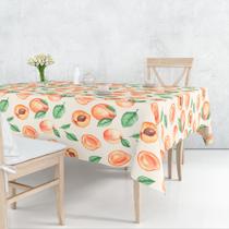 Toalha De Mesa Retangular 6 Lugares Tecido Oxford Pêssegos e Folhas - 220x140cm Toalha De Mesa Retangular 6 Lugares Tecido Oxford Pêssegos e Folhas - 220x140cm