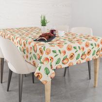 Toalha De Mesa Retangular 6 Lugares Tecido Oxford Pêssegos e Folhas TLS01- 220x140cm Toalha De Mesa Retangular 6 Lugares Tecido Oxford Pêssegos e Folhas TLS01- 220x140cm