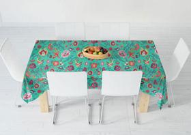 Toalha De Mesa Retangular 6 Lugares Verde Pássaros 140x170