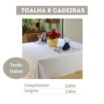 Toalha De Mesa Retangular 8 Cadeiras Branca Tecido Oxford